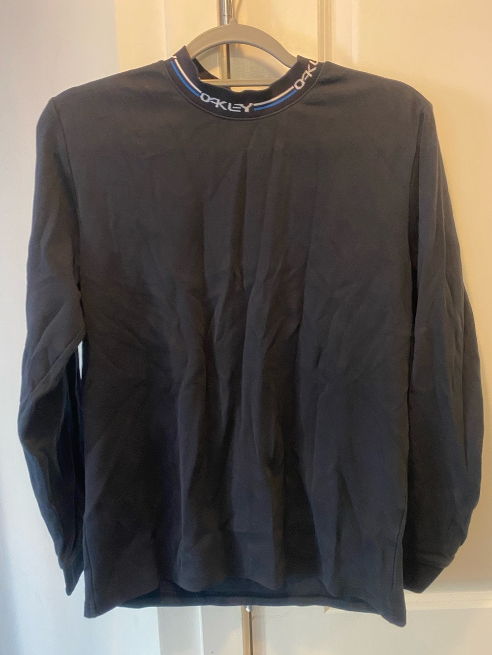 Oakley Black Crewneck Shirt with Blue & White Neck Trim